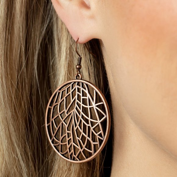 paparazzi Jewelry - Fractured Foliage - Copper Earrings